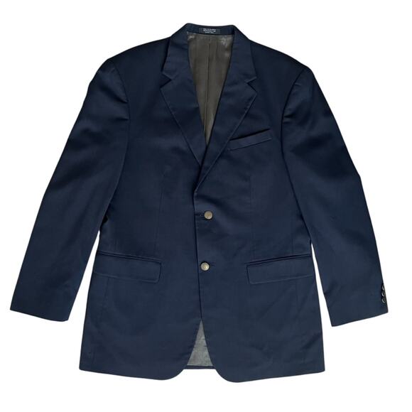 Oscar De La Renta Men’s 100% Wool Navy Two Button Blazer Sports Coat Jacket 42L - Picture 1 of 14